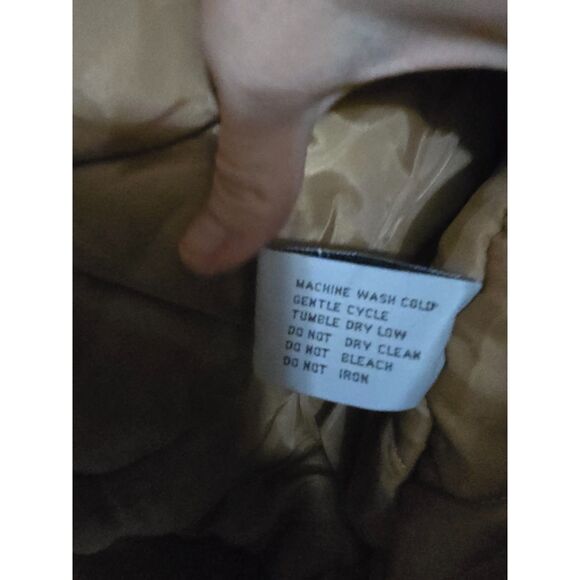 Southpole Thick Coat Adj Hood Lined Elbows Pockets SZ S Khaki Brown Zip & Button - Picture 14 of 14